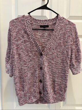 Banana Republic Marled Rose V-Neck Button Cardigan